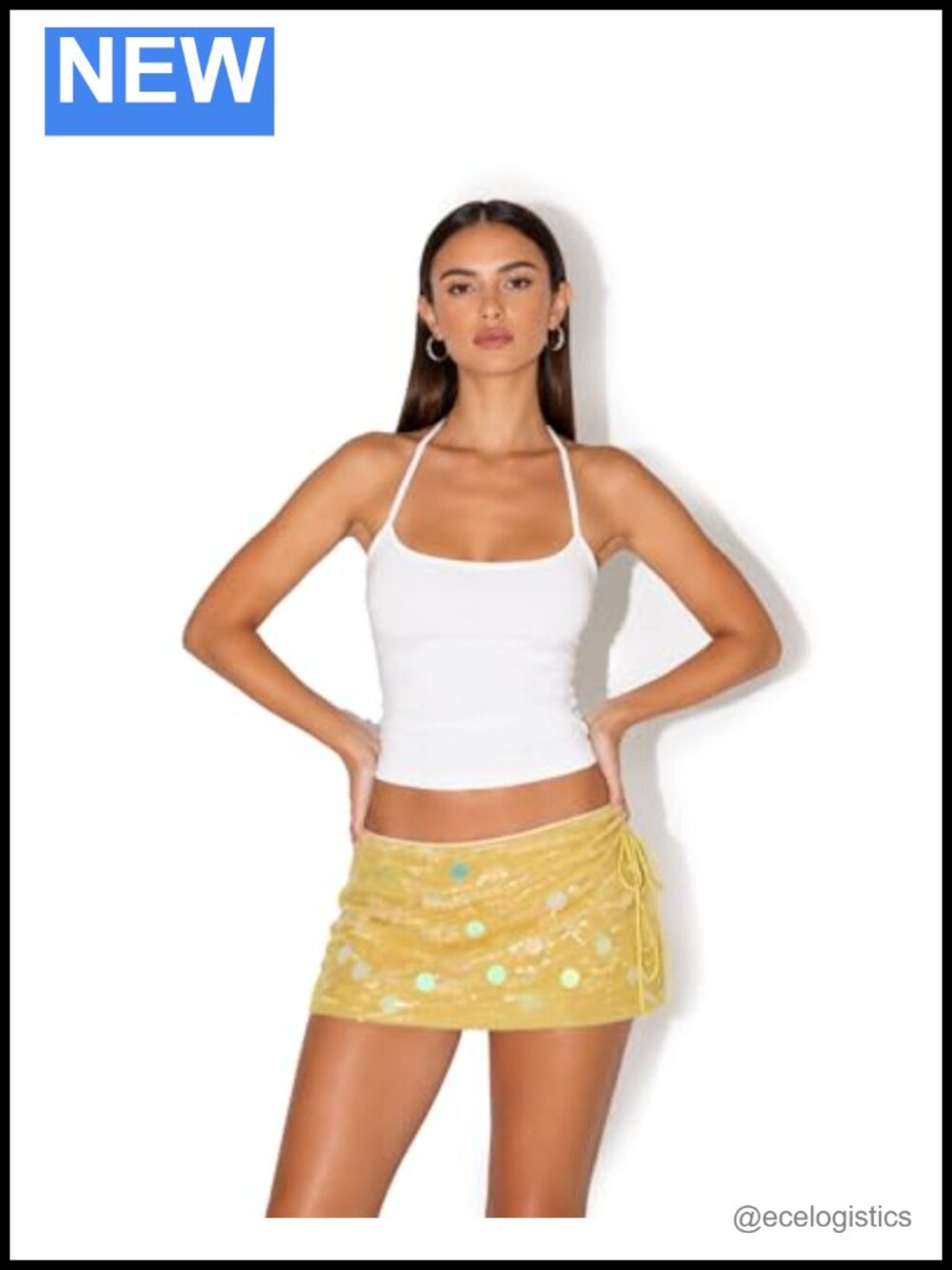 Sequin Mini Skirt Low Waist Lace Up Side Slit Party Club Festival